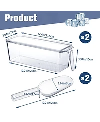 Piscifun Lidded Plastic Ice Storage Bin With Scoop Stackable Multi Purpose Food Container