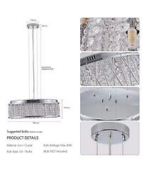 Clihome Crystal Chandelier 19" Round Ceiling Light Flush Mount Ceiling Light Fixture (Bulb Not Included)