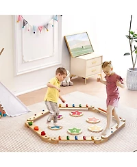 Slickblue 6 Pieces Wooden Balance Steppingstones for Kids Ages 2-6