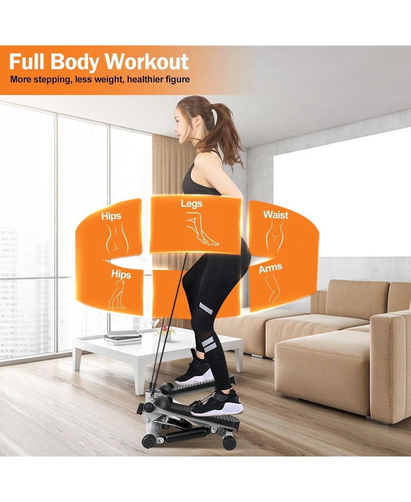 Sevorley Mini Stepper Exercise Machine with Resistance Bands, Steel Stair Stepper with Lcd Monitor for Home Workout
