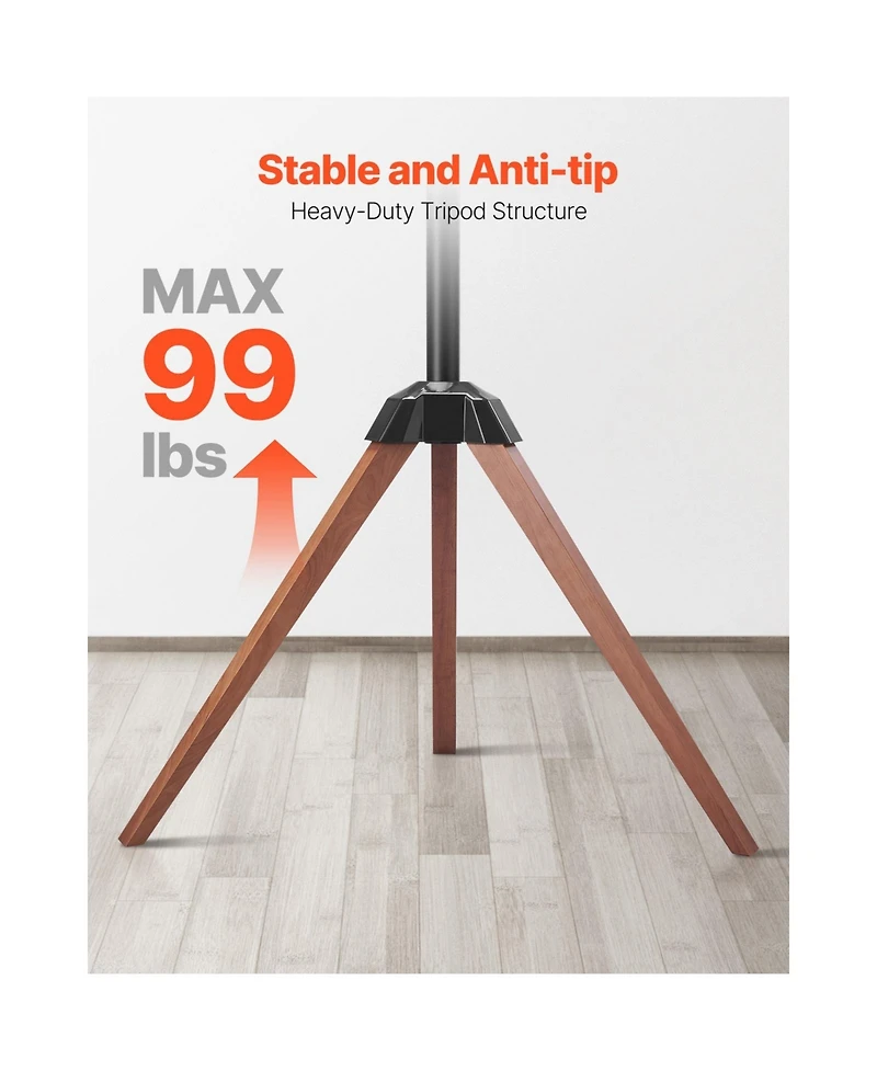 Sugift Tripod Easel Floor Tv Stand for 40 to 65 Inch Screens with 18 Degree Swivel and 99 Pound Capacity