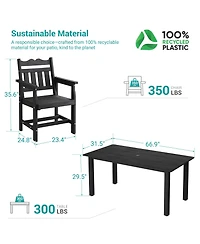 Sonkuki 7 Piece Outdoor Dining Set Rectangular Patio Table Chairs Hips Weather Resistant with Umbrella Hole