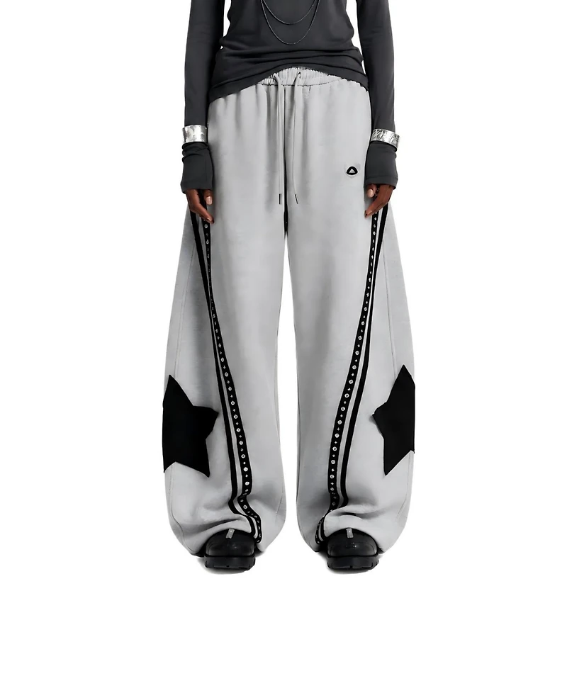 Aelfric Eden Women's Baggy Barrel High-Rise Star-Stud Sweatpants