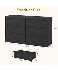 gaomon 6 Tier Chest, 54" Wide, Large Capacity, Drawer Storage, Wide Wooden Storage Furniture, Living Room, Bedroom, Entrance, Kids Room