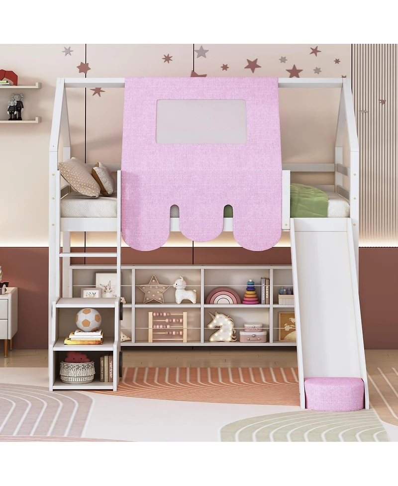 Streamdale Furniture Wooden Loft Bed House with Tent