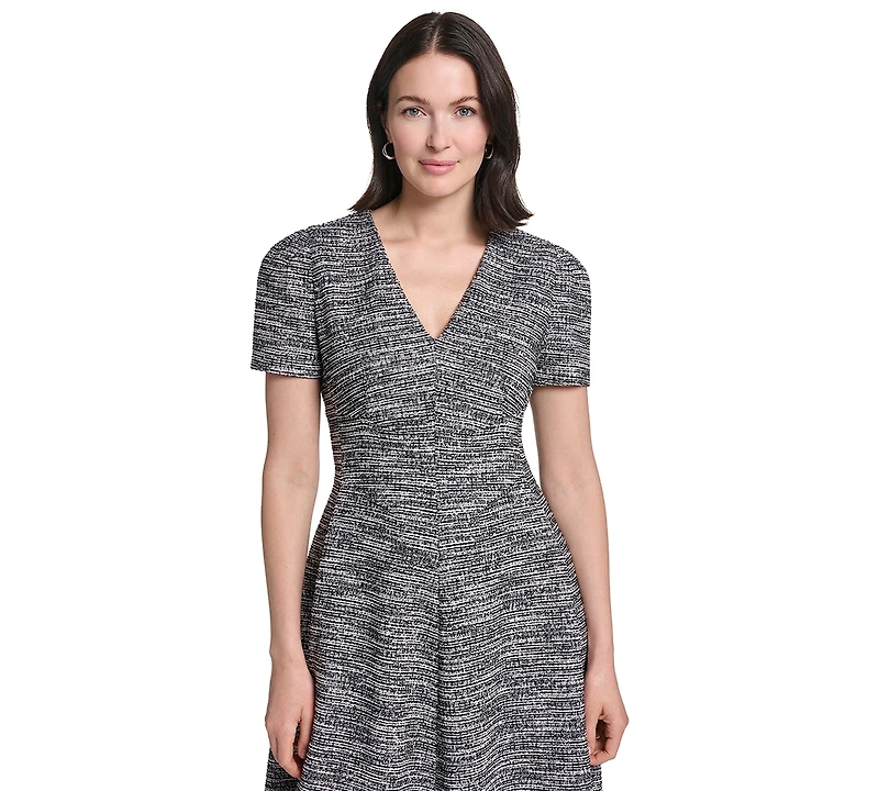 Calvin Klein Women's V-Neck Short-Sleeve A-Line Midi Dress