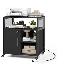 Mecale File Cabinet on Wheels with Charging Station and Cable Management Hole