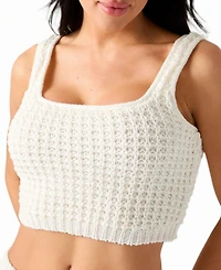 Guess Women's Remi Square-Neck Sleeveless Crop Cotton-Blend Sweater Tank