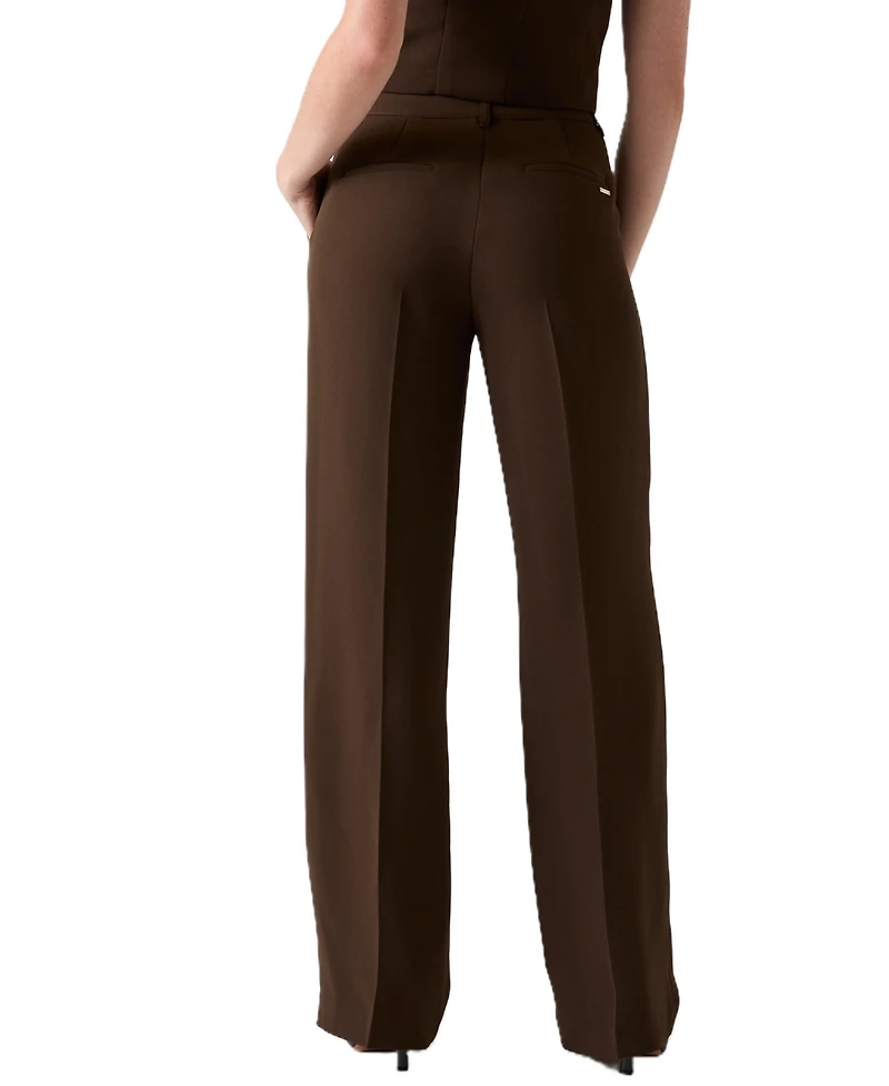 Guess Women's Theoline Perfect Pant High-Rise Wide-Leg Tailored Pants