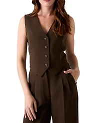 Guess Women's Theoline Perfect Tailored V-Neck Button-Up Vest