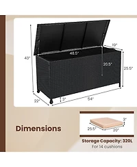 Mecale 85-Gallon Indoor Outdoor Storage Box, Rolling Wicker Deck Chest