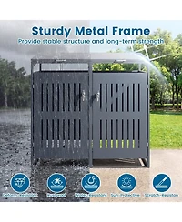 Mecale Outdoor Trash Can Storage Shed for 2 Bins with Gas Strut Lids
