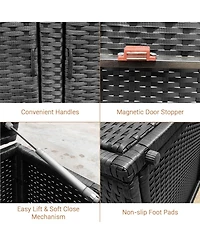 Mecale 88-Gallon Rattan Storage Cabinet with Flip Top and Double Doors