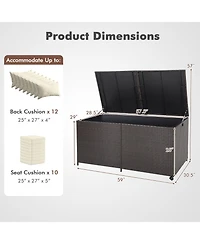 Mecale 175-Gallon Wicker Deck Box on Wheels with Zippered Liner