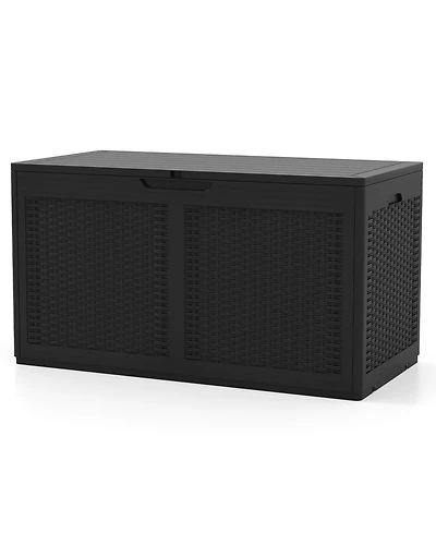 Mecale 100-Gallon Resin Deck Box, Outdoor Storage Bench with Lockable Lid