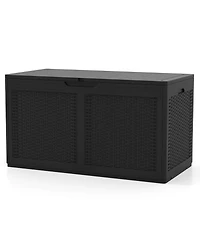 Mecale 100-Gallon Resin Deck Box, Outdoor Storage Bench with Lockable Lid