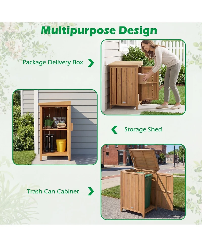 Mecale Acacia Wood Package Delivery Box with Lift Lid and Shelf