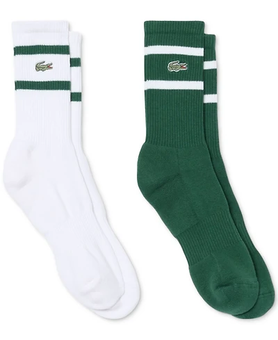 Lacoste Men's Striped Ribbed Crew Socks, 2-Pack