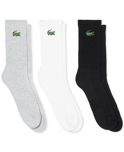 Lacoste Men's Crew Ribbed Socks, 3-Pack