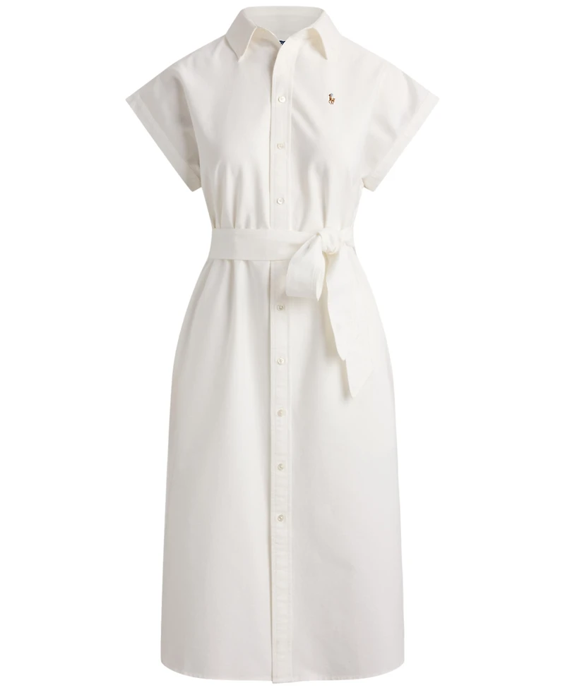 Polo Ralph Lauren Women's Point Collar Cap-Sleeve Belted Shirt-Dress