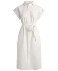 Polo Ralph Lauren Women's Point Collar Cap-Sleeve Belted Shirt-Dress
