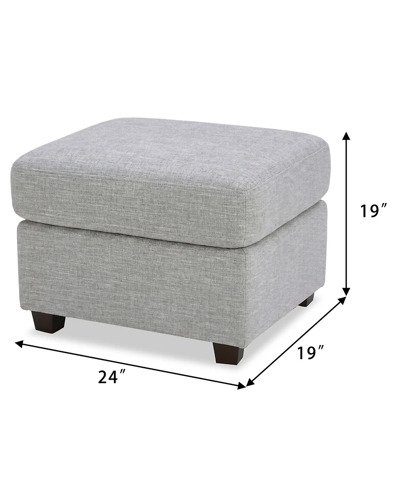 Lorrana 24" Fabric Reversible Back Cushion Ottoman, Macy's Exclusive