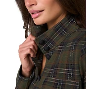 Liverpool Los Angeles Women's Tartan-Plaid Funnel-Neck Jacket