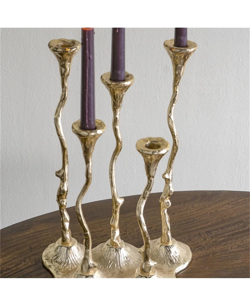 Yobtop 5-Light Cast Aluminum Taper Candle Holder for Home Decor