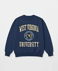 Gameday Couture Women's West Virginia Mountaineers Prime Play Oversized Crewneck Distressed-Graphic Sweatshirt