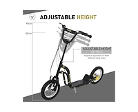 Yobtop Youth Scooter 16" Front/12" Rear Wheels, Adjustable Handlebar, Dual Brakes, Ages 5+
