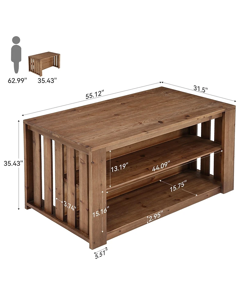 Tribesigns Kitchen Island with Storage, Modern Kitchen Island Table, Large Coffee Bar Table Storage Cabinet