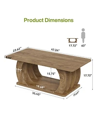 Tribesigns Rustic End Table,Wooden Side Table with Sturdy Base, Farmhouse Narrow Nightstand with Storage Shelf