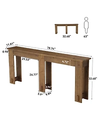Tribesigns 78.7" Extra Long Console Table, Solid Wood Sofa Table