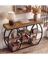 Tribesigns Extra Long Console Table, Narrow Sofa Table Behind Couch with Open Storage Shelf