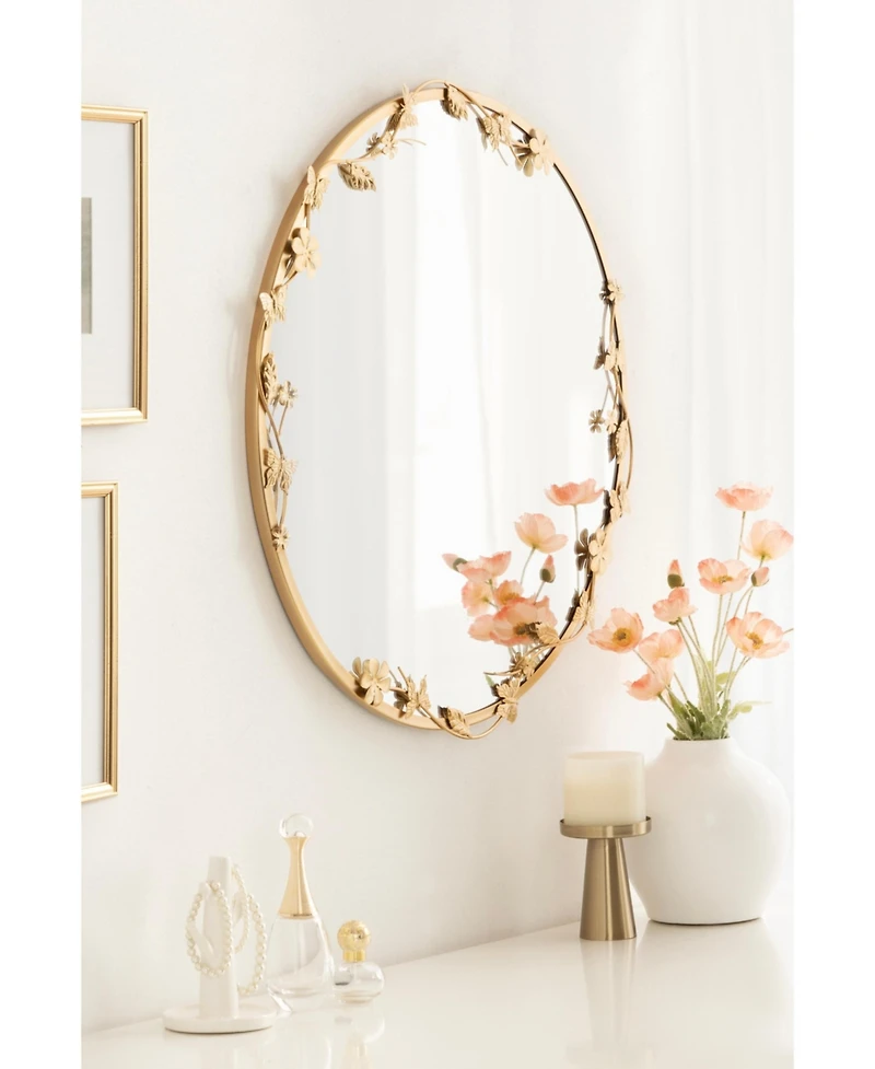 Kate and Laurel Rosella Floral Wall Mirror Metal