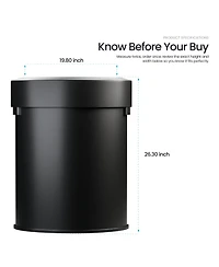 Home Zone Living 18 Gallon Stainless Steel Open Top Trash Can with Semi-Round Flat Back, Black, 68 Liters