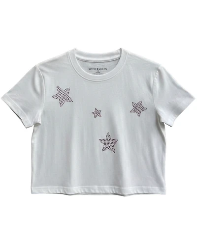 With Jules Girls' 7-16 Crewneck Star Rhinestone Printed T-Shirt