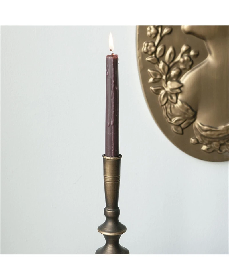 Yobtop Iron Candle Holders Set of 2 - Sculptural Victorian Taper Candlesticks, Durable 100% Cast Iron,Textured Finish with Tiered Design.
