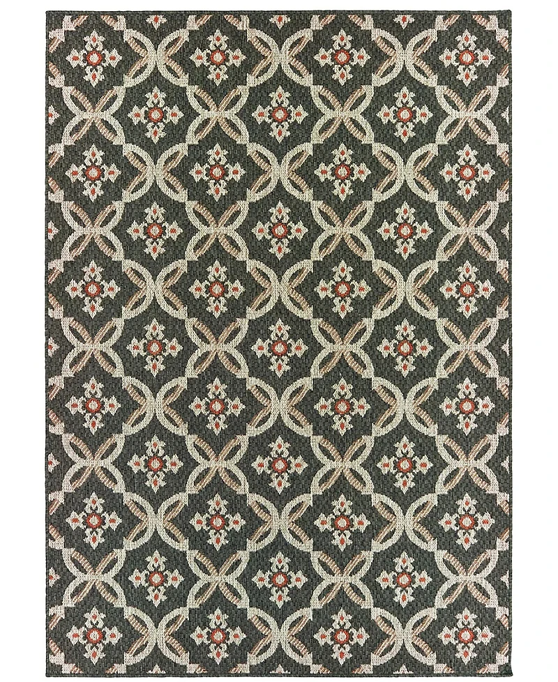 Oriental Weavers Latitude 1904K Gray 6'7" x 9'2" Outdoor Area Rug