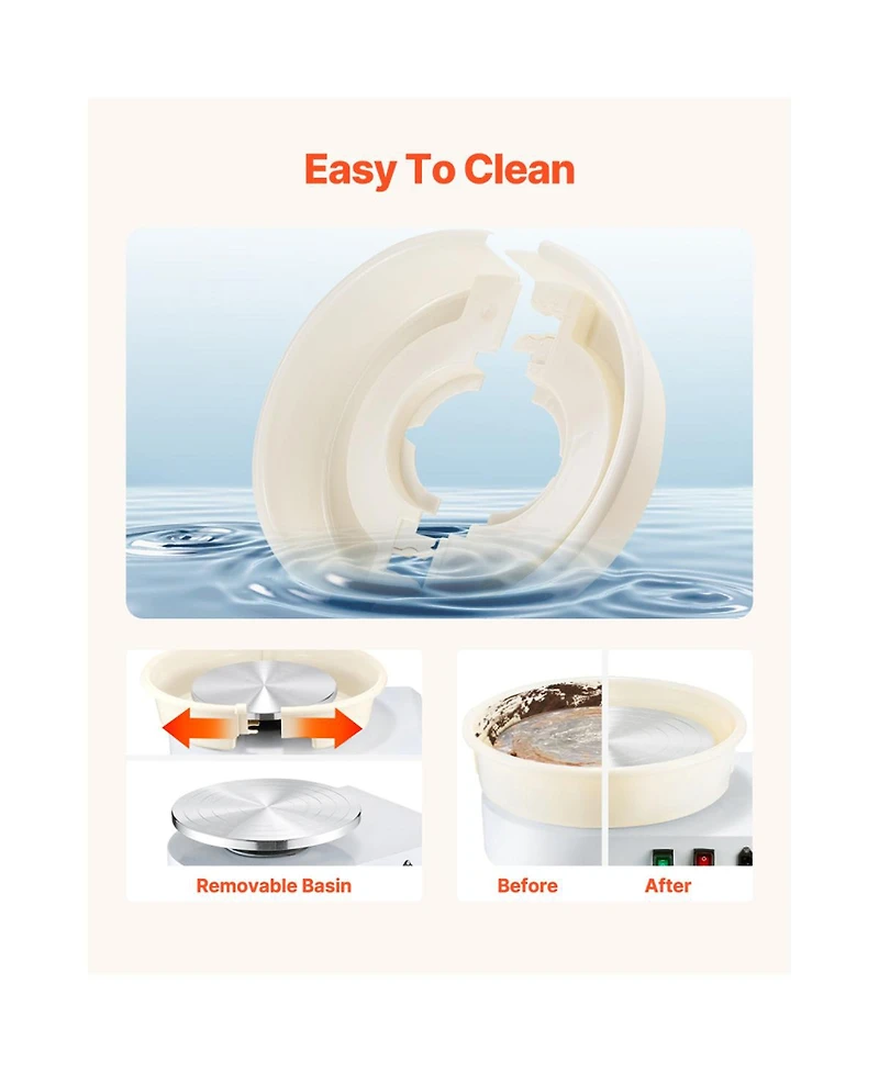 Yobtop Pottery Wheel for Home Diy - 14 in Ceramic Forming Machine, Foot Pedal Speed Control, Detachable Basin with Lift Leg, Complete Accessories