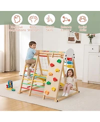 Yobtop 9-in-1 Foldable Wooden Climbing Frame with Slide, 176 lbs Capacity, Ages 3+