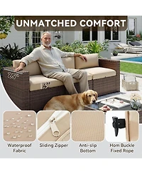 Aoxun 7-Piece Wicker Patio Furniture Set, Outdoor Sectional Sofa with Thick Cushions for Backyard Garden Poolside