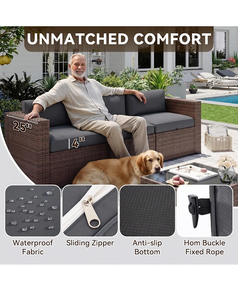 Aoxun 7-Piece Wicker Patio Furniture Set