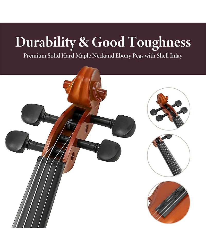 Yobtop 4/4 Full Size Handcrafted Ready-to-Play 2-Piece Violin and Bow Set, Ages 11+