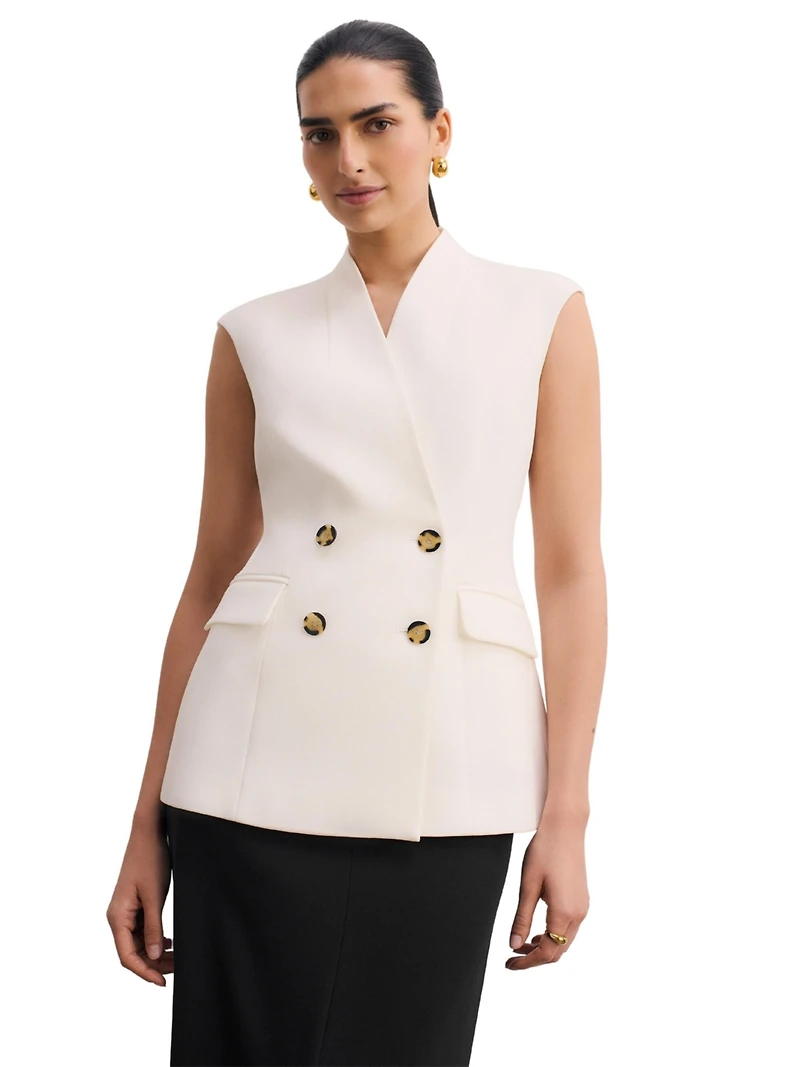 The Fold Women's Nera Double-Breasted Sleeveless V-Neck Waistcoat