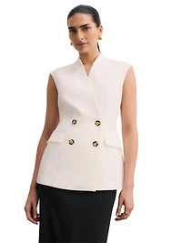 The Fold Women's Nera Double-Breasted Sleeveless V-Neck Waistcoat