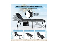 Lucky One 4 Position Folding Chaise Lounge Chair with Adjustable Backrest and Footrest