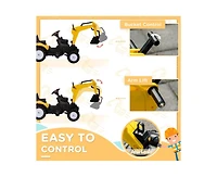 Yobtop Digger Foot-Powered Excavator Ride-On Toy with Detachable Trailer, 77-lb Capacity, Ages 3-6