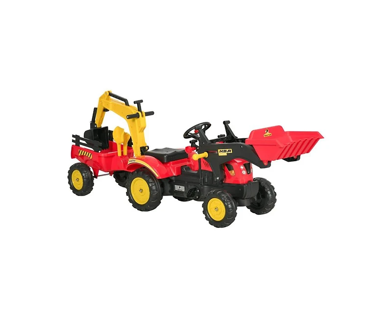 Yobtop 3-in-1 Kids Ride On Excavator Bulldozer Pedal Car Ride-On Toy, 77 lbs Capacity, Ages 3+