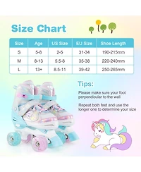 Sugift Kids Roller Skates with 4-Size Adjustment Light-Up Wheels and Triple Closure Ages 8-13